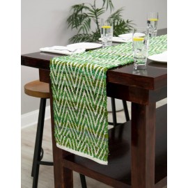Hand Woven Chindi Chevron Table Runner Rug
