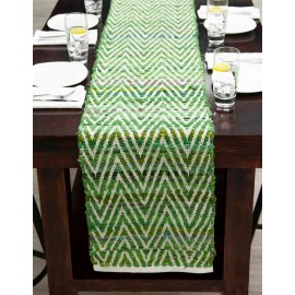 Hand Woven Chindi Chevron Table Runner Rug