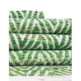 Hand Woven Chindi Chevron Table Runner Rug