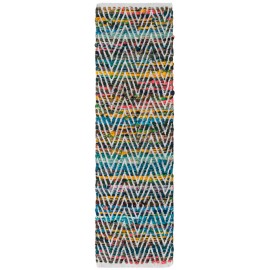 Hand Woven Chindi Chevron Table Runner Rug