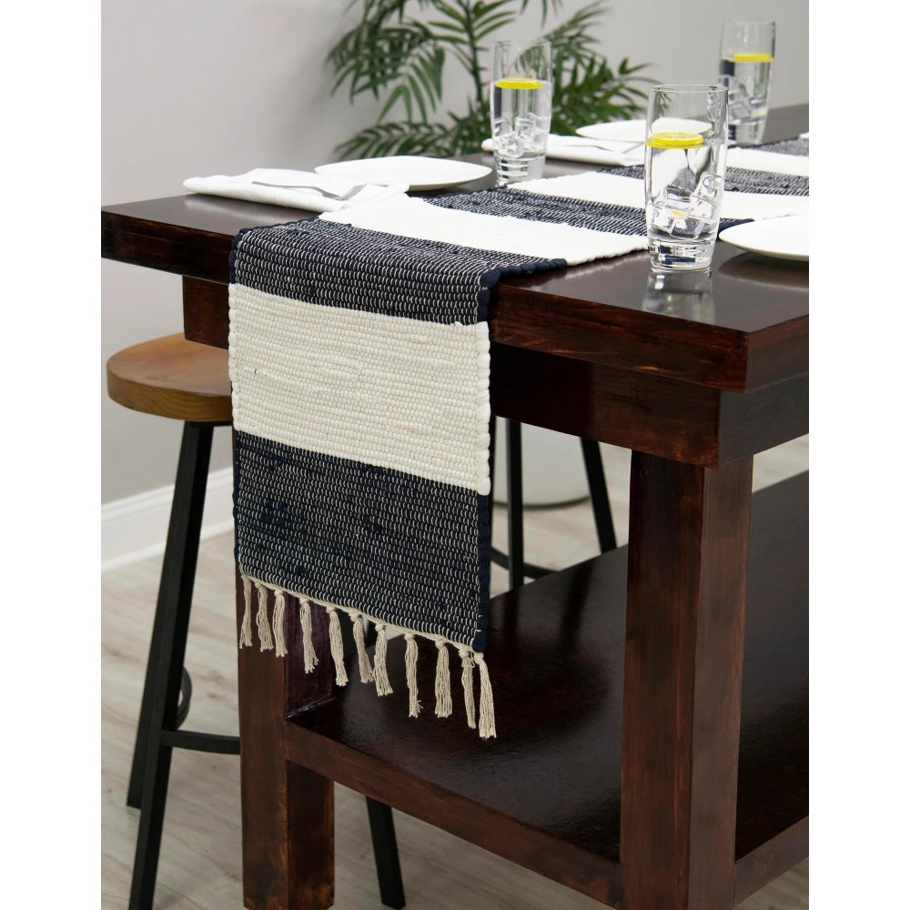 Hand Woven Chindi Rag Table Runner Rug