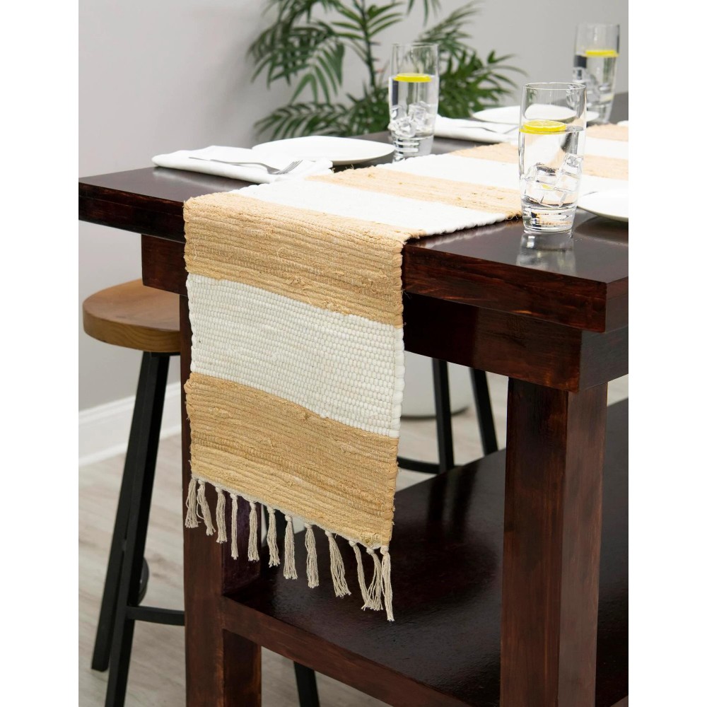 Hand Woven Chindi Rag Table Runner Rug