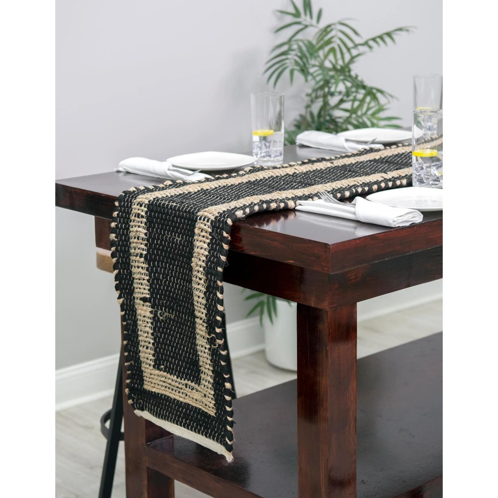 Hand Woven Chindi Jute Table Runner Rug