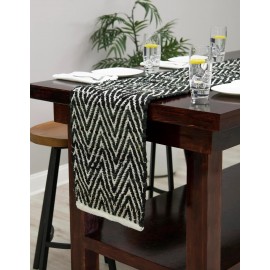 Hand Woven Chindi Chevron Table Runner Rug