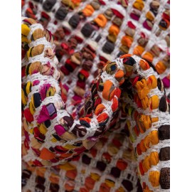 Hand Woven Chindi Chevron Table Runner Rug