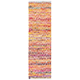 Hand Woven Chindi Chevron Table Runner Rug