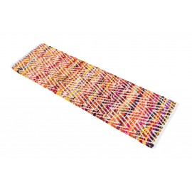 Hand Woven Chindi Chevron Table Runner Rug