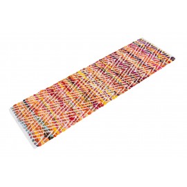 Hand Woven Chindi Chevron Table Runner Rug