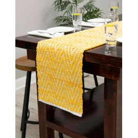 Hand Woven Chindi Chevron Table Runner Rug