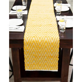 Hand Woven Chindi Chevron Table Runner Rug
