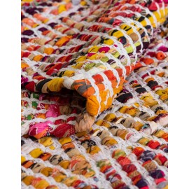 Hand Woven Chindi Chevron Table Runner Rug
