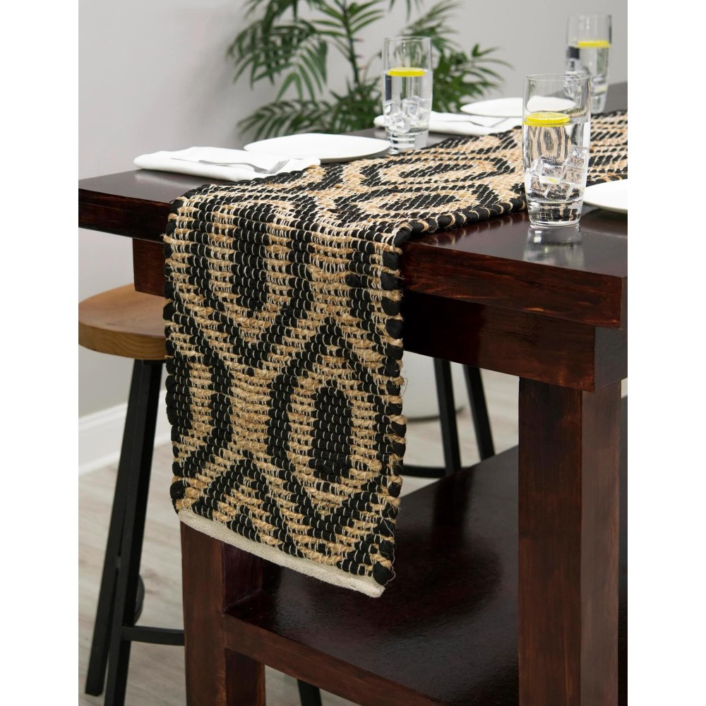 Hand Woven Chindi Jute Table Runner Rug
