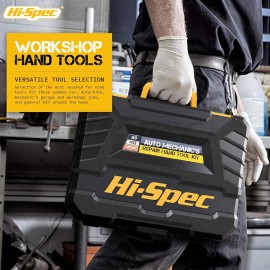 Hi-Spec 89 Pc Mechanic Tool Set with Motorcycle and Car Tools. Includes Hand Tool Kit, Screwdriver and Socket Set, Allen Key, Ratchet and Adjustable Wrench in a Plastic Storage Tool Box