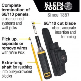 Impact Punchdown Tool Kit for 110 and 66 Panels, Cushion Grip, 4-Piece Set Klein Tools VDV427-822, Black