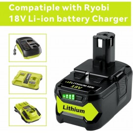 Aokicase 72 Wh / 4.0 Ah Lithium Replacement Battery for Ryobi, 18 V Battery Compatible with Ryobi P102 P103 P104 P105 P107 P108 P109 Cordless Power Tools (9000 mAh) Pack of 2