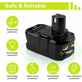 Aokicase 72 Wh / 4.0 Ah Lithium Replacement Battery for Ryobi, 18 V Battery Compatible with Ryobi P102 P103 P104 P105 P107 P108 P109 Cordless Power Tools (9000 mAh) Pack of 2