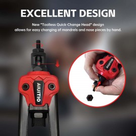 AIUITIO Rivet Nut Tool with a Step Drill Bit & 90 Nutserts Kit, 13 Heavy Duty Rivnut Tool Kit with 7 SAE & Metric Mandrels, Hand Threaded Riveter Tool Setter in Organized Carrying Case