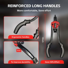 AIUITIO Rivet Nut Tool with a Step Drill Bit & 90 Nutserts Kit, 13 Heavy Duty Rivnut Tool Kit with 7 SAE & Metric Mandrels, Hand Threaded Riveter Tool Setter in Organized Carrying Case