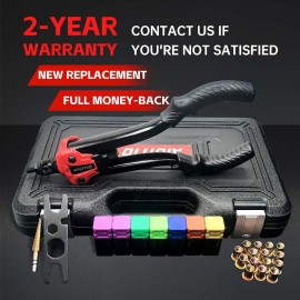 AIUITIO Rivet Nut Tool with a Step Drill Bit & 90 Nutserts Kit, 13 Heavy Duty Rivnut Tool Kit with 7 SAE & Metric Mandrels, Hand Threaded Riveter Tool Setter in Organized Carrying Case