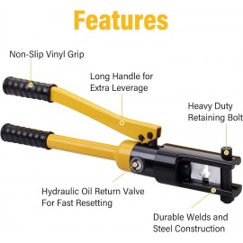 TEENO Hydraulic Crimping Tool 16T Hydraulic Cable Lug Crimper 9AWG to 600MCM Hydraulic Hand Crimper Tool Electrical Terminal Cable Wire Tool Kit with 13 Die