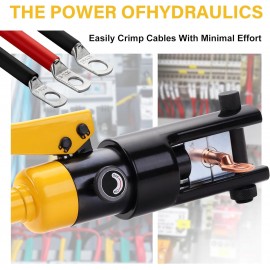 TEENO Hydraulic Crimping Tool 16T Hydraulic Cable Lug Crimper 9AWG to 600MCM Hydraulic Hand Crimper Tool Electrical Terminal Cable Wire Tool Kit with 13 Die