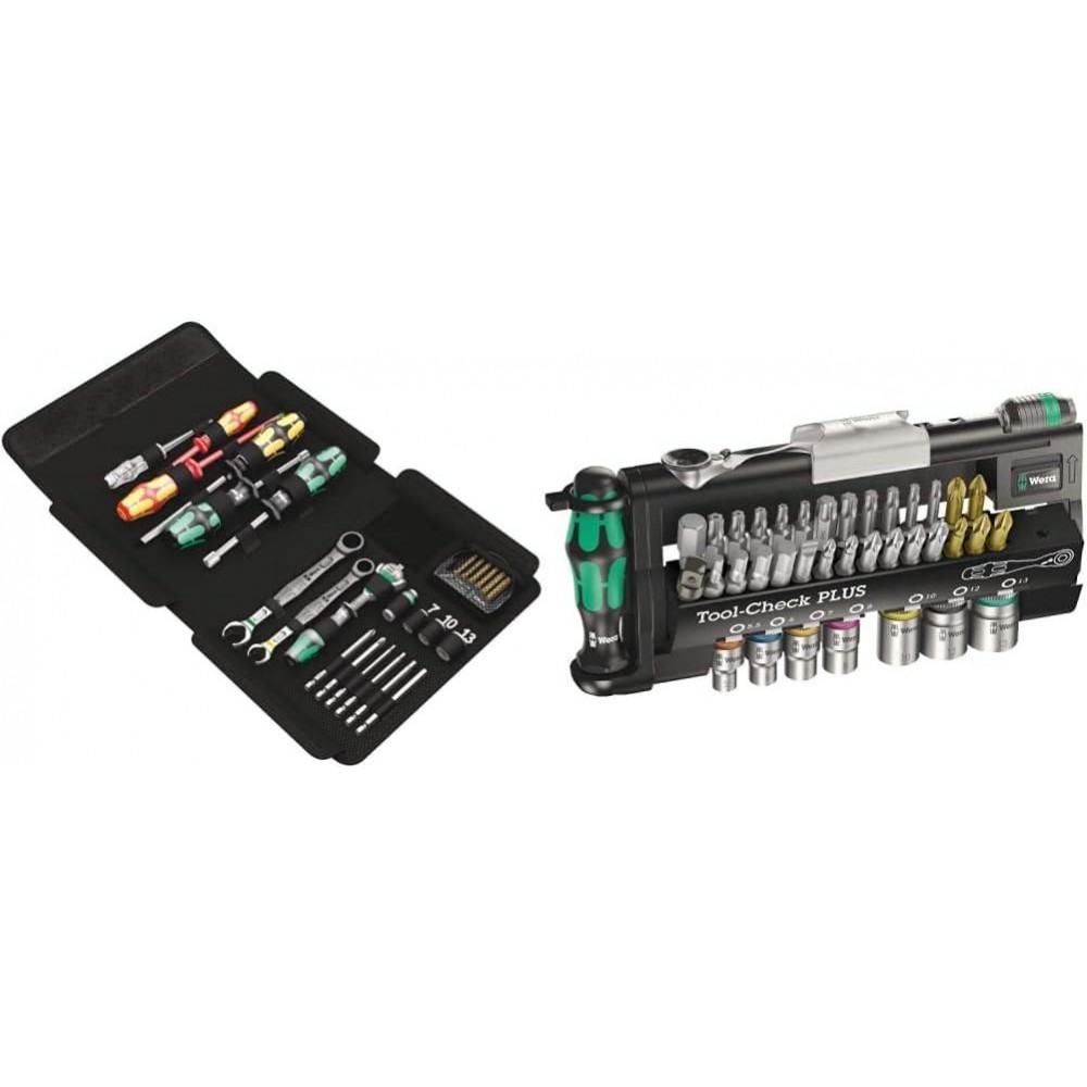 Wera Kraftform Kompakt SH 1 Plumbkit, 25pc, 05135927001 & Tool-Check Plus Mini Bit Ratchet, Socket, Screwdriver & Bit Set, 39pc, 05056490001