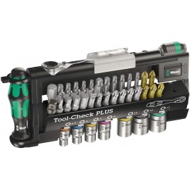 Wera Tool-Check Plus Mini Bit Ratchet, Socket, Screwdriver & Bit Set, 39pc, 05056490001 & Compact Tool Set Kraftform 20 with Pouch, SL/PH/PZ, 7 Pieces