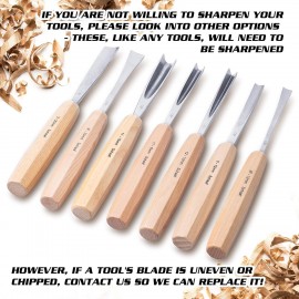 Schaaf Wood Carving Tools, 7pc Expansion Chisel Set with Canvas Case | Full Size Gouges for Beginners, Hobbyists and Professionals | Sharp, Quality-Tested CR-V 60 Steel Blades (Factory Sharpened)
