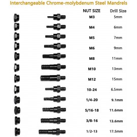 RZX 16 Rivet Nut Tool, Professional Rivet Nut Tool Setter Kit Including 12 Metric and SAE Mandrels, 115Pcs Assorted Rivet Nuts, Effortless Design, aluminum Carrying Case