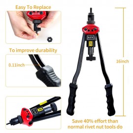 RZX 16 Rivet Nut Tool, Professional Rivet Nut Tool Setter Kit Including 12 Metric and SAE Mandrels, 115Pcs Assorted Rivet Nuts, Effortless Design, aluminum Carrying Case