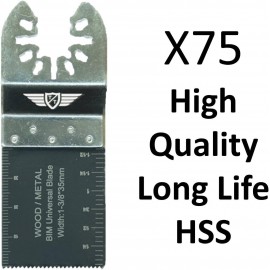 75 x TopsTools 35mm FA35B_75 Fast Fit Metal Cutting Blades Compatible with Dewalt Stanley Black and Decker Bosch Fein Multimaster Makita Milwaukee Parkside Ryobi Worx (Fast Change) Multitool