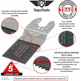 75 x TopsTools 35mm FA35B_75 Fast Fit Metal Cutting Blades Compatible with Dewalt Stanley Black and Decker Bosch Fein Multimaster Makita Milwaukee Parkside Ryobi Worx (Fast Change) Multitool