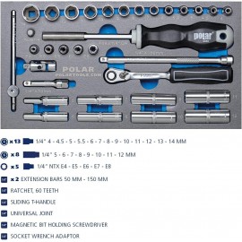 Polar Premium Tool-Box with 141 Tools I Tool-Set in Metal Box with Magnetic bitholder Screwdriver, sockets, Ratchet, Adjustable Wrench, Pliers, bits & More I Suitable for Mechanics & homeworkers