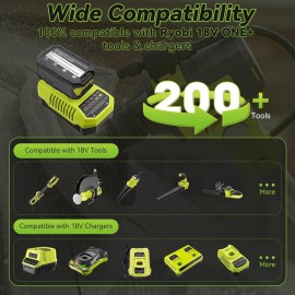 Upgraded 6.0Ah Replacement for Ryobi 18V Battery and Charger Combo Compatible with Ryobi 18V ONE+ Battery P108 P102 P103 P104 P105 P107 P109 P122 Cordless Power Tools & Charger P117 P118 2-Pack