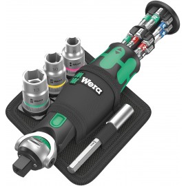 Wera 05004281001 8009 Zyklop Pocket Set 2, Ratchet Set, 18 Pieces Black-Green & Tool-Check Plus Mini Bit Ratchet, Socket, Screwdriver & Bit Set, 39pc, 05056490001