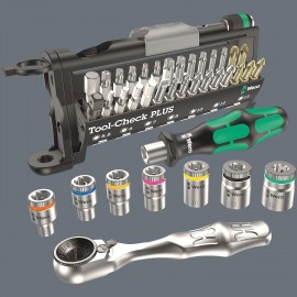 Wera 05004281001 8009 Zyklop Pocket Set 2, Ratchet Set, 18 Pieces Black-Green & Tool-Check Plus Mini Bit Ratchet, Socket, Screwdriver & Bit Set, 39pc, 05056490001