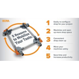 Bora Portamate Mobile Base PM-3550 Industrial Strength with Swivel Wheels – Universal, Super Heavy Duty, Adjustable Rolling Kit, Dolly Roller for Equipment, Power Tools, Machines- 1500 lb Capacity