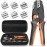Preciva Crimping Tool Set,Ratchet Cable Crimp Plier Tool Kit, Electrical Terminal Cable Crimper with 6 Heads for Quick Change, Heat Shrink/Insulated/Bare/Ferrules/Spade Crimp/Solar Energy Terminals