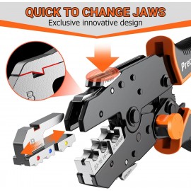 Preciva Crimping Tool Set,Ratchet Cable Crimp Plier Tool Kit, Electrical Terminal Cable Crimper with 6 Heads for Quick Change, Heat Shrink/Insulated/Bare/Ferrules/Spade Crimp/Solar Energy Terminals