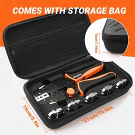 Preciva Crimping Tool Set,Ratchet Cable Crimp Plier Tool Kit, Electrical Terminal Cable Crimper with 6 Heads for Quick Change, Heat Shrink/Insulated/Bare/Ferrules/Spade Crimp/Solar Energy Terminals