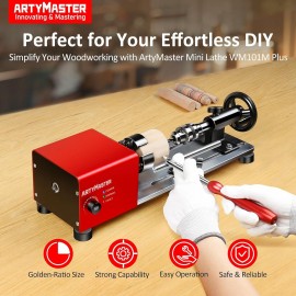 ArtyMaster Mini Lathe, 24VDC Mini Wood Lathe Tools Milling Machine Accessories, Infinitely Variable Speed, Ideal for DIY Woodworking and Wood Drilling