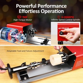 ArtyMaster Mini Lathe, 24VDC Mini Wood Lathe Tools Milling Machine Accessories, Infinitely Variable Speed, Ideal for DIY Woodworking and Wood Drilling