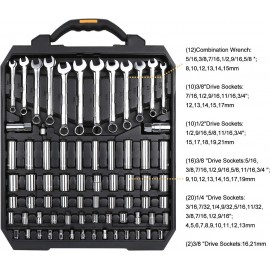 DEKOPRO 192 Piece Mechanics Tool Set Socket Wrench Set,Auto Repair Hand Tool Kit Wrench Tool Box Set with Plastic Storage Case