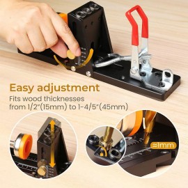 Angle Pocket Hole Jig | Aluminum Alloy Drill Jig Kit, Screw Jig Kit,Power Tool Accessory Jigs Woodworking Jig Kit for Woodworking