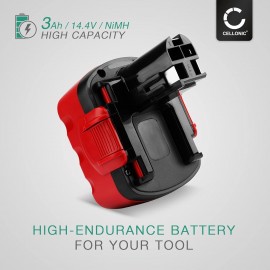 CELLONIC Battery Replacement for Bosch PSR14.4, PSR 1440, ART26 Easytrim, PSR 14.4ve-2 (Bosch BAT038, BAT040, BAT140, BAT159) 2607335685, 2607335686, 2607335432 Cordless Power Tools - 14.4V NiMH 3Ah