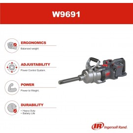 Ingersoll Rand Impact Wrench W9691-1 20V for Heavy Work, Heavy Duty Impact Wrench with Long Anvil, Cordless Impact Wrench, Impact Drill Wrench, Power Tools