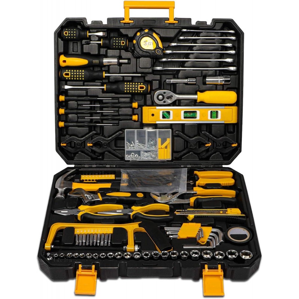 298 Pcs Home Tool Kit Set, Mechanic Tool Set for Car Motorbike Repair Daily Maintenance, Household DIY Tool Box with Tools Included, Hammer Pliers Screwdrivers Basic Hand Tool Sets