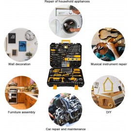 298 Pcs Home Tool Kit Set, Mechanic Tool Set for Car Motorbike Repair Daily Maintenance, Household DIY Tool Box with Tools Included, Hammer Pliers Screwdrivers Basic Hand Tool Sets