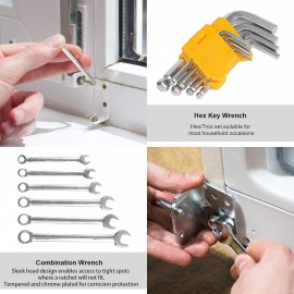 298 Pcs Home Tool Kit Set, Mechanic Tool Set for Car Motorbike Repair Daily Maintenance, Household DIY Tool Box with Tools Included, Hammer Pliers Screwdrivers Basic Hand Tool Sets