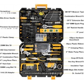 298 Pcs Home Tool Kit Set, Mechanic Tool Set for Car Motorbike Repair Daily Maintenance, Household DIY Tool Box with Tools Included, Hammer Pliers Screwdrivers Basic Hand Tool Sets